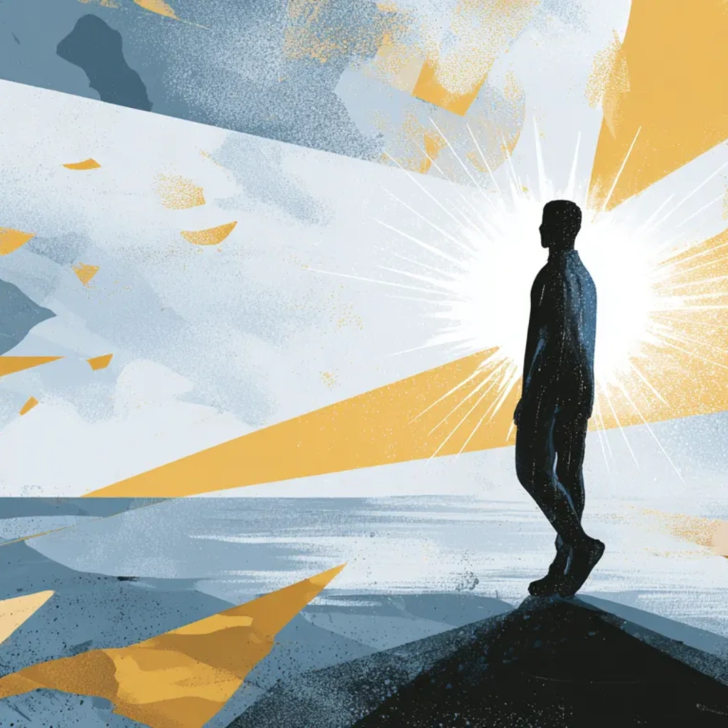 Illustration of a human silhouette formed by light, reflecting God’s image and divine identity.