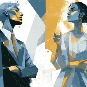 Illustration showing two figures, one rejecting correction and one humbly receiving wisdom.